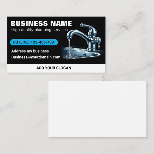 Carte De Visite Service De Plomberie De L'Évier (Devant / Derrière)