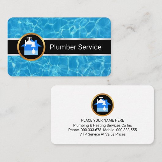 Carte De Visite Service de plomberie de surface de l'eau (Devant / Derrière)