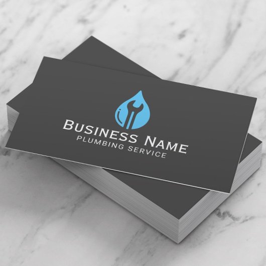 Carte De Visite Service de plomberie d'eau Drop Tool Logo Professi