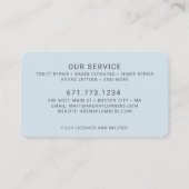 Carte De Visite Service de plomberie des entrepreneurs modernes (Dos)