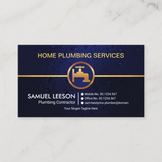 Carte De Visite Service de plomberie Gold Faucet (Devant)