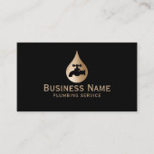 Carte De Visite Service de plomberie Gold Water Drop Logo Plumber (Devant)