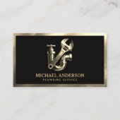 Carte de visite Service de plomberie Luxe Noir Or (Devant)