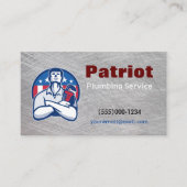Carte De Visite Service de plomberie Patriot Entrepreneur Chrome D (Devant)