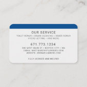 Carte De Visite Service de plomberie pour entrepreneur moderne (Dos)