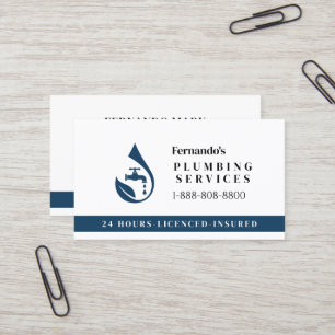 Carte De Visite Service de Plomberie Professionnel Logo Goutte d'E