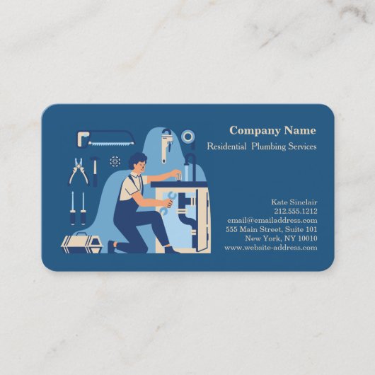 Carte De Visite Service de plomberie professionnel moderne (Devant)