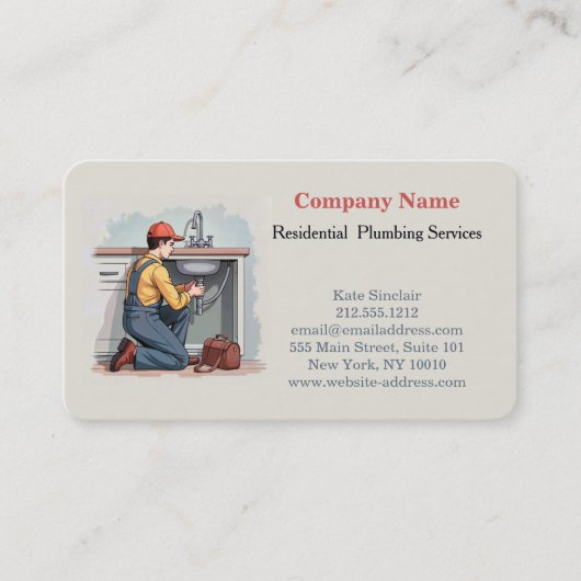 Carte De Visite Service de plomberie professionnel moderne (Devant)