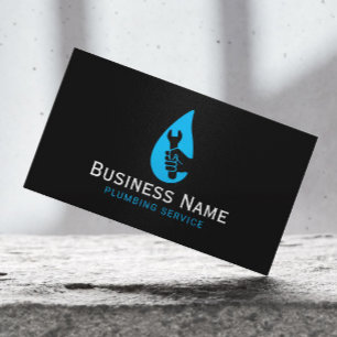 Carte De Visite Service de plomberie Wrench Eau de la main Drop Pl