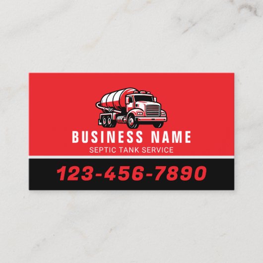 Carte De Visite Service de pompage des réservoirs septiques Noir e (Devant)