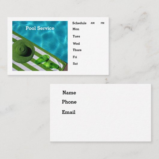 Carte De Visite Service de pool Personnaliser la planification des (Devant / Derrière)