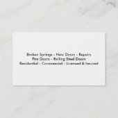 Carte De Visite Service de porte de garage (Dos)