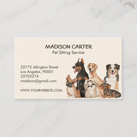 Carte De Visite Service de pose d'animaux (Devant)