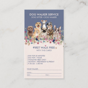Carte De Visite Service de promeneur de chiens Cadeau gratuit nom 