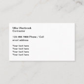 Carte De Visite Service De Redressement De Cuisine Et De Baignoire (Dos)