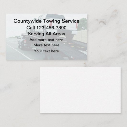 Carte De Visite Service de remorquage Cool Automobile  (Devant / Derrière)