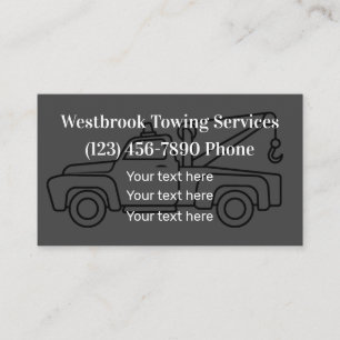 Carte De Visite Service de remorquage simple dépanneuse