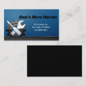Carte De Visite Service de réparation automatique de voiture bleue (Devant / Derrière)