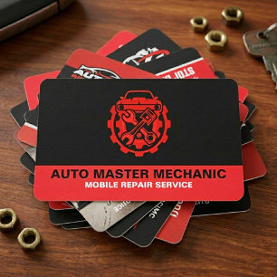 CARTE DE VISITE SERVICE DE RÉPARATION AUTOMOBILE MÉCANICIEN AUTO