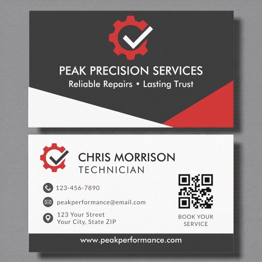 Carte De Visite Service de réparation de code QR Mécanicien Profes
