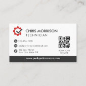 Carte De Visite Service de réparation de code QR Mécanicien Profes (Dos)