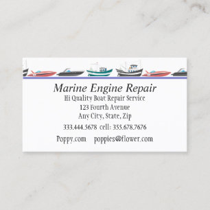 Carte De Visite Service de réparation de moteur maritime Entrepris