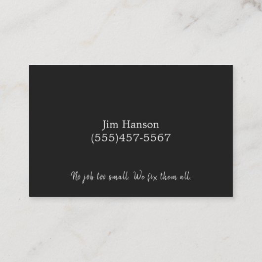 Carte De Visite Service de réparation de plaques en acier Handyman (Dos)