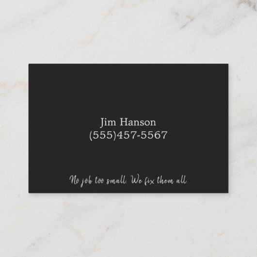 Carte De Visite Service de réparation de plaques en acier Handyman (Dos)