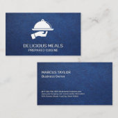 Carte De Visite Service de restauration | Arrière - plan en cuir b (Devant / Derrière)