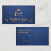 Carte De Visite Service de restauration | Arrière - plan en cuir b (Devant / Derrière)