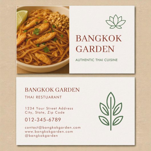 Carte De Visite Service de restauration de restaurant thaïlandais