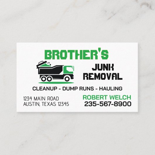 Carte De Visite Service de retrait des déchets (Devant)