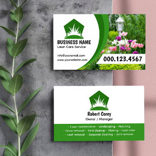 Carte De Visite Service de soin de pelouse vert foncé professionne