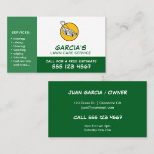 Carte De Visite Service de soins de pelouse vert professionnel