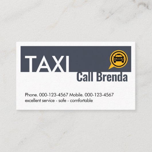 Carte De Visite Service de Taxe Créatif Couche Bleue (Devant)