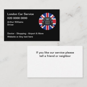 Carte De Visite Service de taxi à Londres au Royaume-Uni