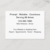 Carte De Visite Service de taxi aéroport (Dos)