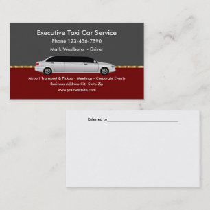 Carte De Visite Service de taxi de voiture de direction classe