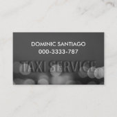 Carte De Visite Service de Taxi Embossé City Lights Bokeh (Devant)