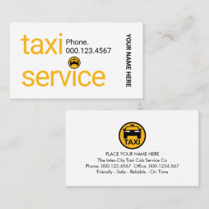 Carte De Visite Service de Taxi Jaune Minimaliste Simple