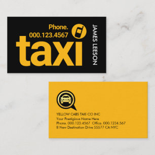 Carte De Visite Service de taxi jaune minimaliste simple