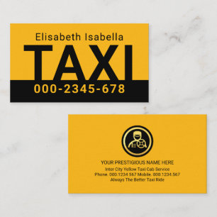 Carte De Visite Service de taxi jaune minimaliste simple