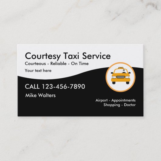Carte De Visite Service de taxi moderne (Devant)