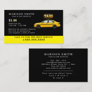Carte De Visite Service de Taxi Professionnel