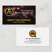 Carte De Visite Service de taxi sur les feux de circulation noctur (Devant / Derrière)