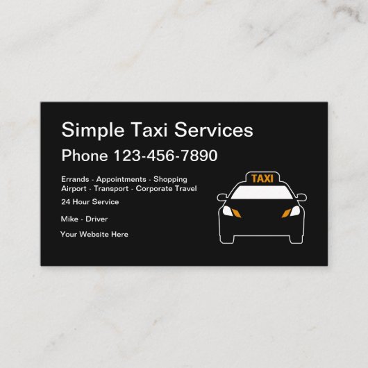 Carte De Visite Service de taxi urbain simple et moderne (Devant)