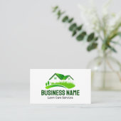 Carte De Visite Service de tonte de pelouse vert blanc (Debout devant)