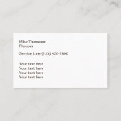 Carte De Visite Service de tuyauterie de caractéristique de l'eau (Dos)