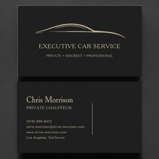 Carte De Visite Service de voiture de direction Black & Gold