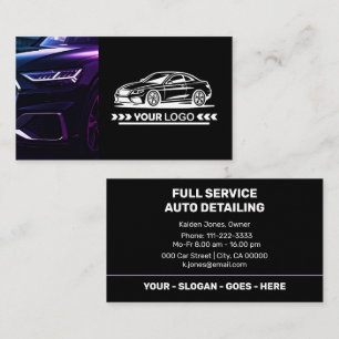 Carte De Visite Service de voiture violet Détail automatique minim